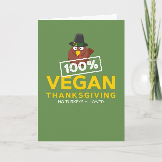 100 % Vegan Thanksgiving Middag. Inga kalkoner til Helgkort (Framsida)