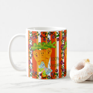 100 % Veganmorötter, Blommigt Orange Rand Mugg