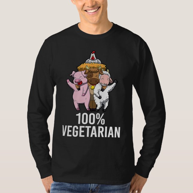 100 Vegetarian Veggie AF Vegan Påstående Manar Wom T Shirt (Framsida)