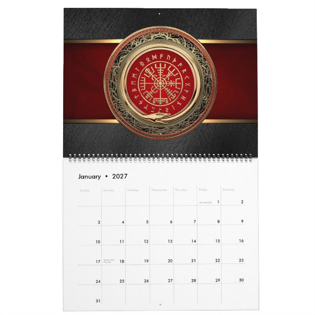 [100] Vegvisir - Viking Guld Magic Runic Compass Kalender (Jan 2027)
