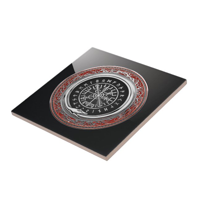 [100] Vegvisir - Viking Silver Magic Runic Compass Kakelplatta (Sidan)