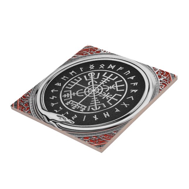 [100] Vegvisir - Viking Silver Magic Runic Compass Kakelplatta (Sidan)