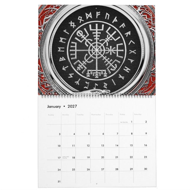 [100] Vegvisir - Viking Silver Magic Runic Compass Kalender (Jan 2027)