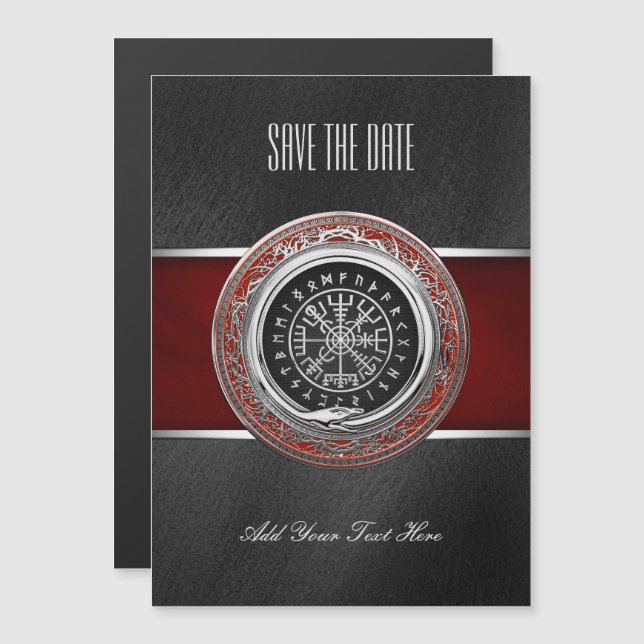 [100] Vegvisir - Viking Silver Magic Runic Compass Magnetisk Inbjudningskort (Fram/baksida)