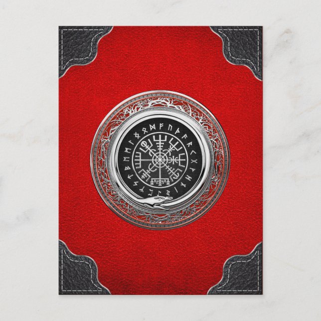 [100] Vegvisir - Viking Silver Magic Runic Compass Vykort (Framsida)