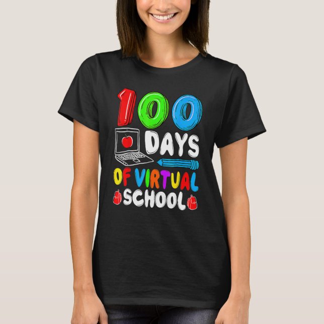 100 Virtuella skoldagar 100 skoldagar T Shirt (Framsida)