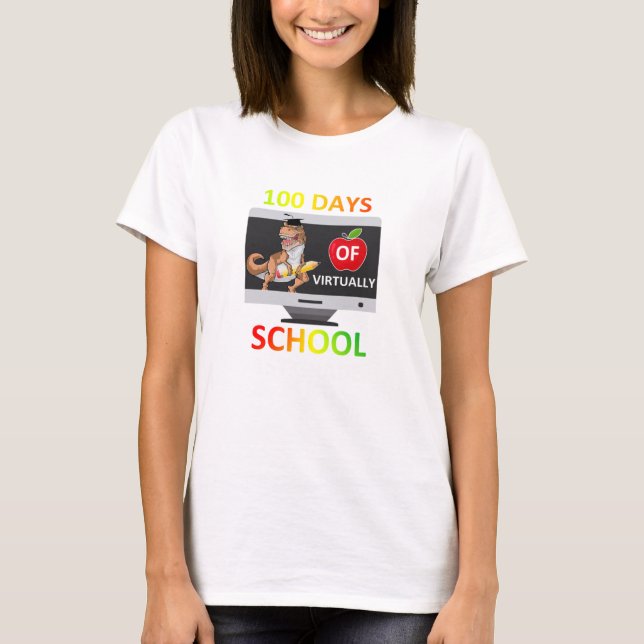100 Virtuella skoldagar 1:a Klass Student Quara T Shirt (Framsida)