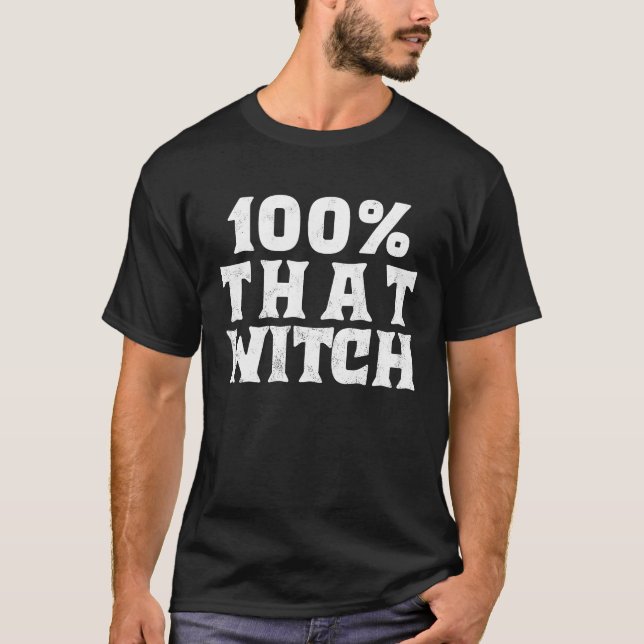 100 Witch Halloween Costume Sorcerer T Shirt (Framsida)