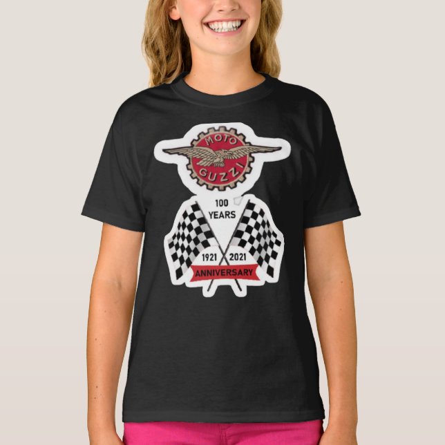 100 Years Anniversary Moto Guzzi Logo  Merch and A T Shirt (Framsida)