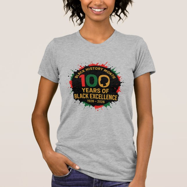100 Years of Black Excellence – Black Pride T Shirt (Framsida)