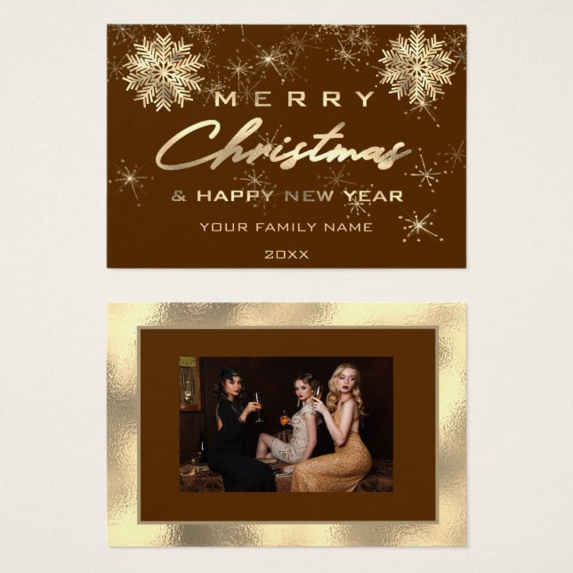 100God jul Gott nytt år Guld fotopaus Visitkort (Framsida & baksida)