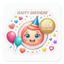 100K Följare Glad Födelsedag Smileysticker