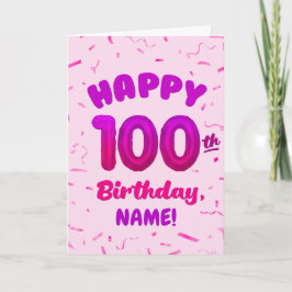 100th Balloon Number Custom Name Birthday Card Kort