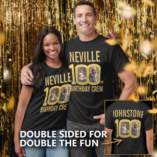 100th birthday crew custom name photos fun  t shirt (Skapare uppladdad)
