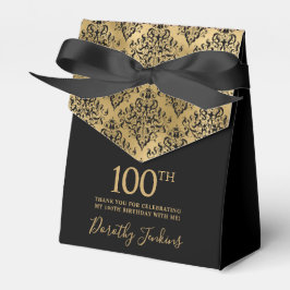 100th Birthday Gold Damask Thank You Presentaskar
