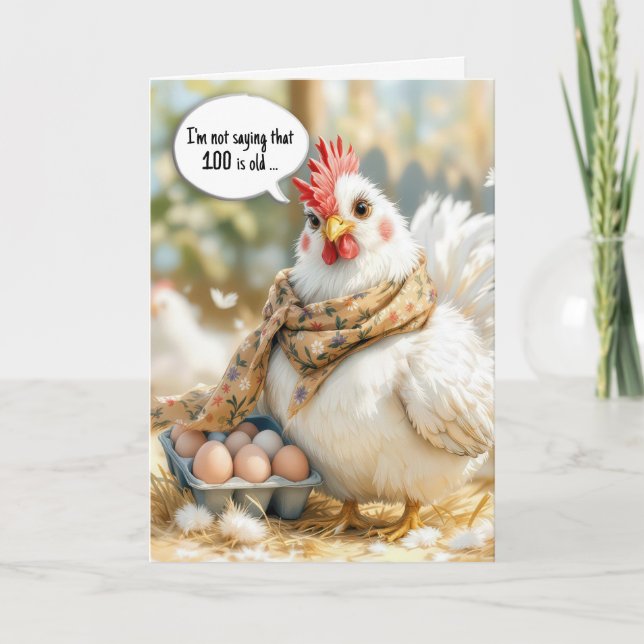 100th Birthday Hen With Eggs in Carton Kort (Framsida)