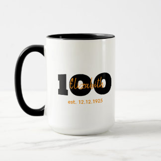 100th Birthday Mug,Milestone Gift,Name & Date Mugg