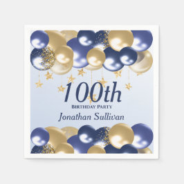 100th Birthday Navy Gold Balloons Party Pappersservett