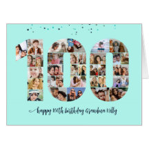 100th Birthday Number 100 Photo Collage Blue