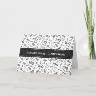 100th Birthday Number Pattern Black and White Kort