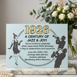 100th Birthday Party Card 1920s Speakeasy Flapper Inbjudningar