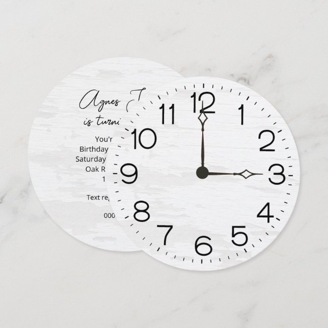 100th Birthday Party Clock On Whitewashed Wood (Fram/baksida)