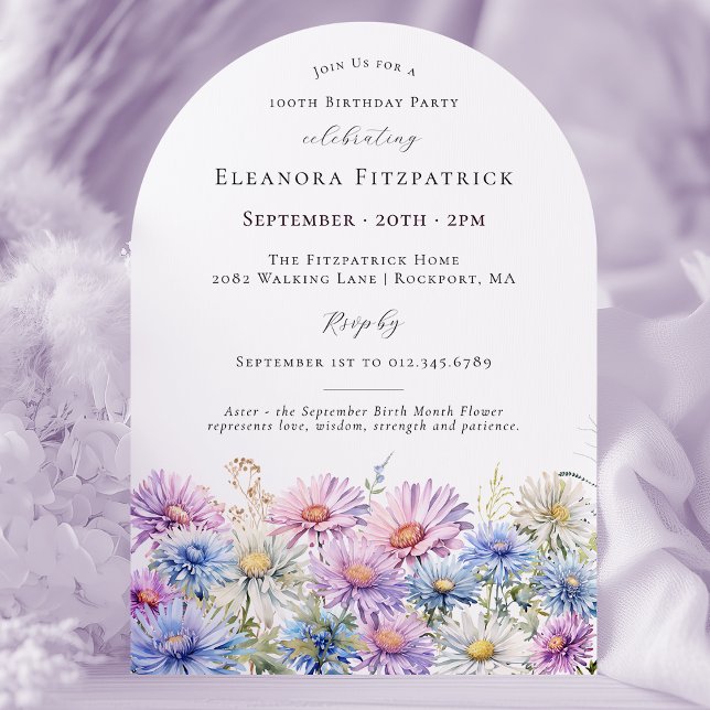 100th Birthday Party September Birth Month Flower  Inbjudningar (Skapare uppladdad)