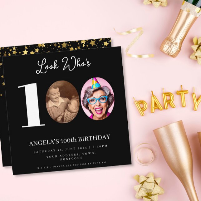 100th Birthday Photo Invitation | Number Collage Inbjudningar (Skapare uppladdad)