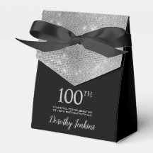 100th Birthday Silver Thank You Favor Box