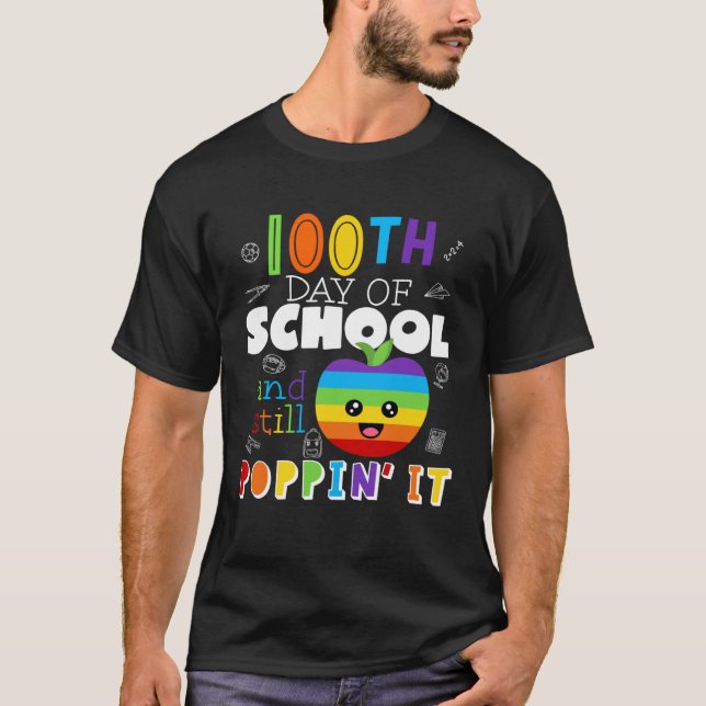 100th Day And Still Poppin 100 Days Of School Boys T Shirt (Framsida)