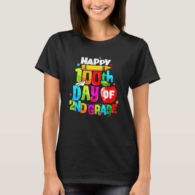 100th Day Of 2nd Grade Teacher Kids Happy 100 Days T Shirt (Framsida)