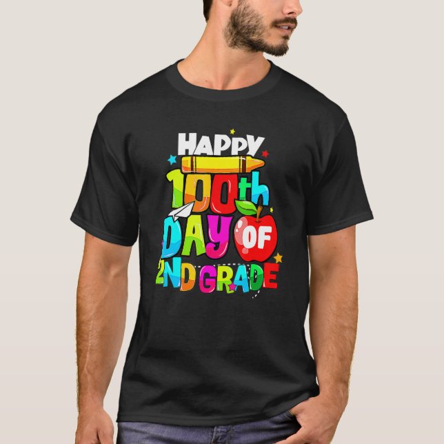 100th Day Of 2nd Grade Teacher Kids Happy 100 Days T Shirt (Framsida)