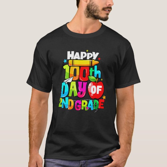 100th Day Of 2nd Grade Teacher Kids Happy 100 Days T Shirt (Framsida)