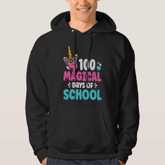100th Day of Kindergarten For Girls 100 Magical Da Hoodie (Framsida)