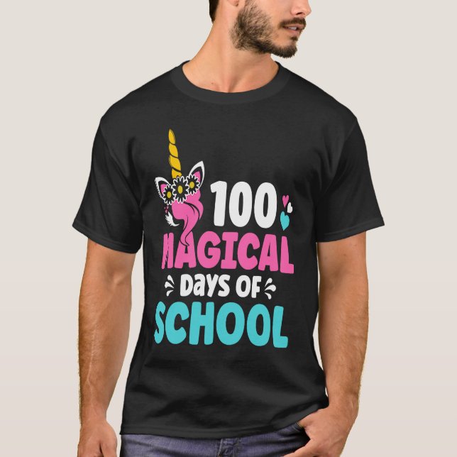 100th Day of Kindergarten For Girls 100 Magical Da T Shirt (Framsida)