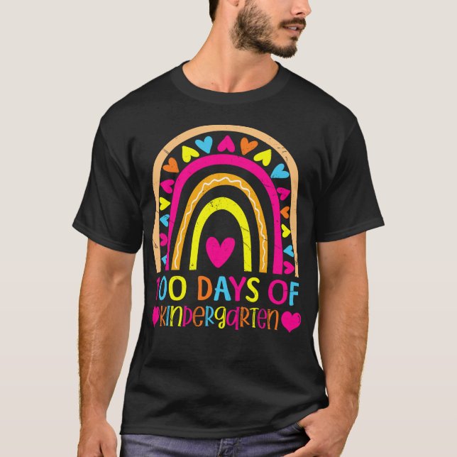 100th Day of Kindergarten Rainbow 100 Days Smarter T Shirt (Framsida)