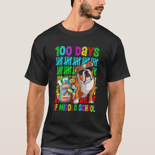100th Day Of Middle School Boys English Bulldog Do T Shirt (Framsida)