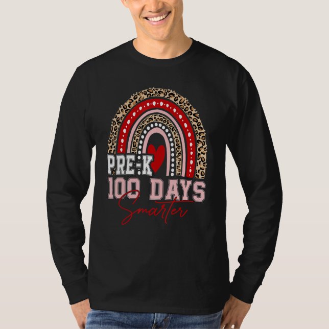 100th Day Of Pre K Teacher  100 Days Smarter Rainb T Shirt (Framsida)