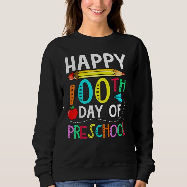 100th Day of Preschool Teacher  Happy 100 Days T Shirt (Framsida)