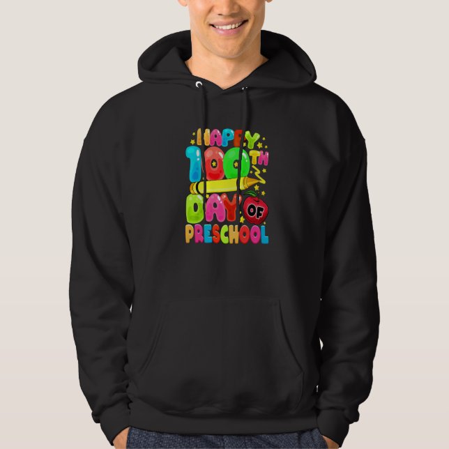100th Day of Preschool Teachers Kids Child 100 Day Hoodie (Framsida)