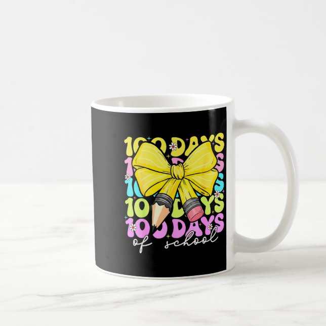 100th Day Of School 100 Days Pencil Coquette Bow W Kaffemugg (Höger)