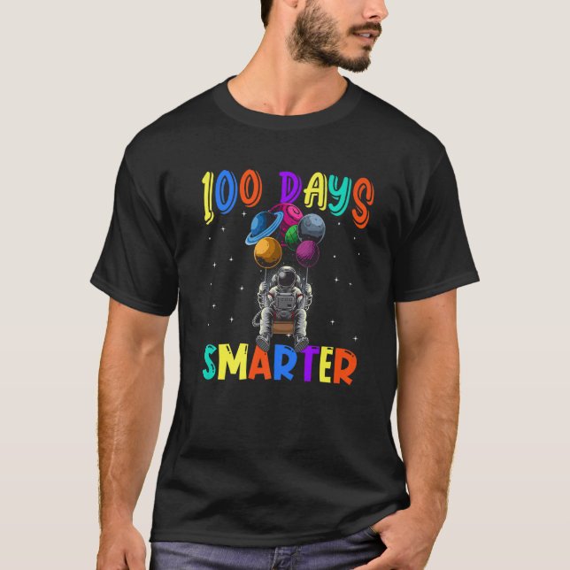 100th Day Of School 100 Days Smarter Books Space A T Shirt (Framsida)