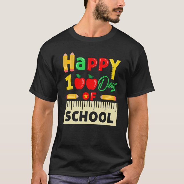 100th Day Of School 100 Days Teacher Students Boys T Shirt (Framsida)