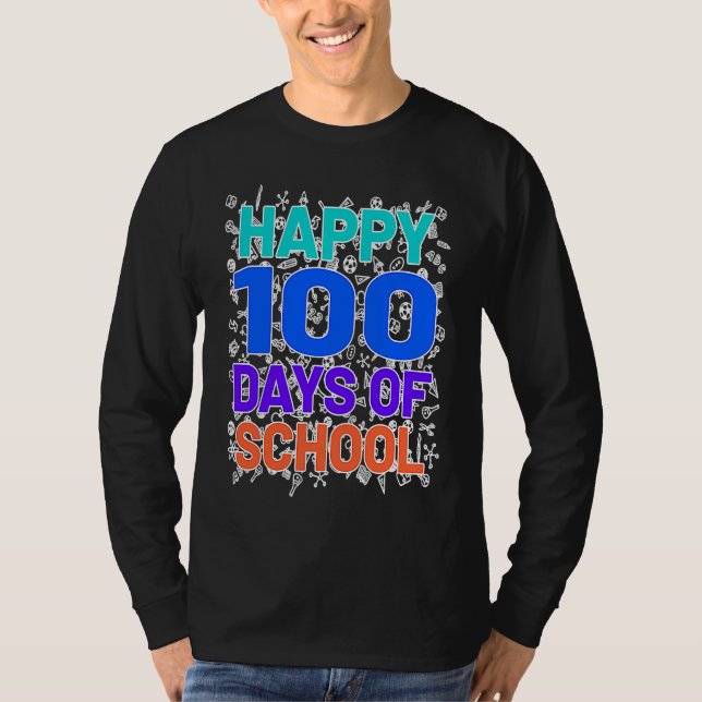 100th Day Of School 100 Days Teacher Students Boys T Shirt (Framsida)