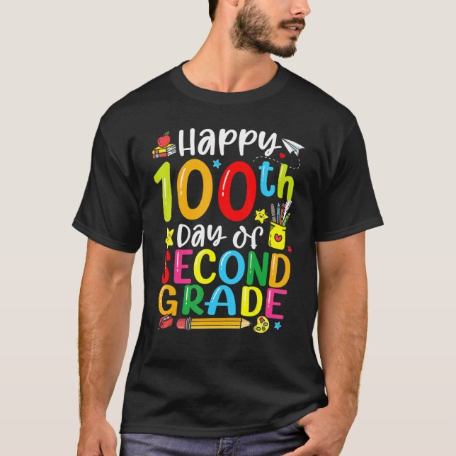 100th Day Of School 2nd Grade Teacher Student 100  T Shirt (Framsida)