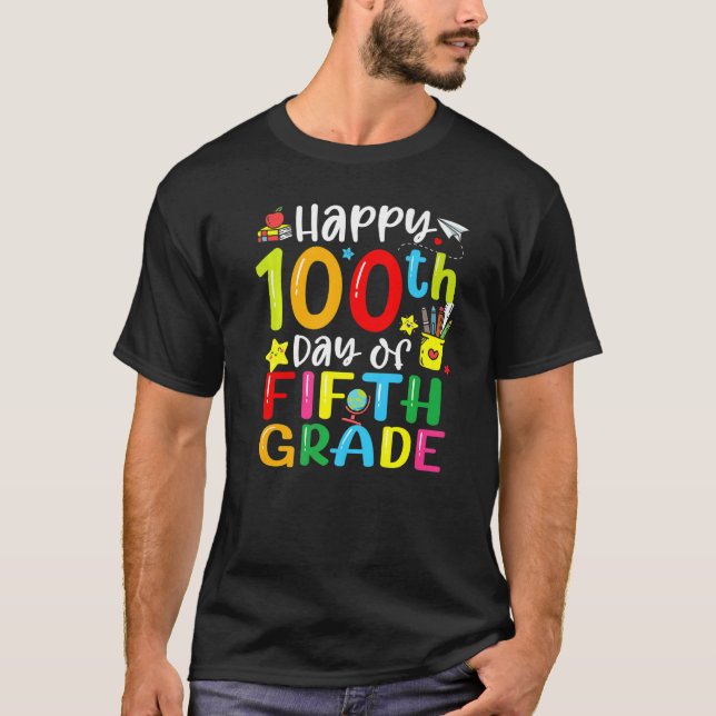 100th Day Of School 5th Fifth Grade Teacher Studen T Shirt (Framsida)