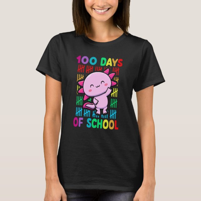 100th Day Of School Animal Axolotl Happy 100th Day T Shirt (Framsida)