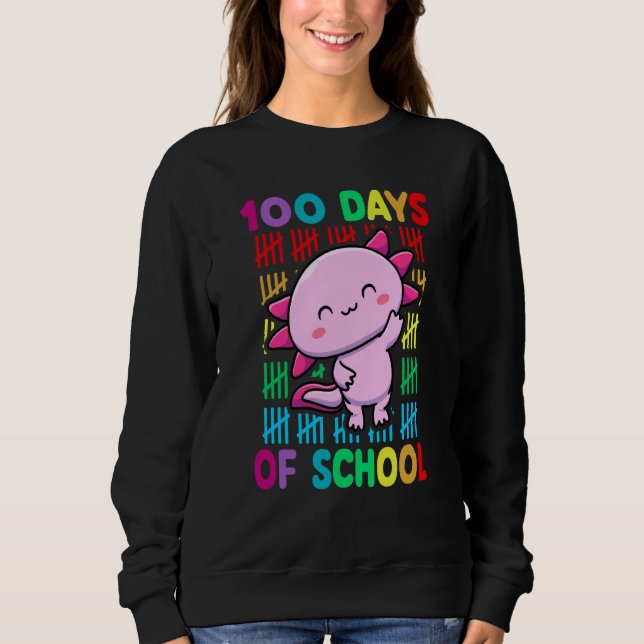 100th Day Of School Animal Axolotl Happy 100th Day T Shirt (Framsida)