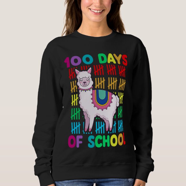 100th Day Of School Animal llama Lover Happy 100th T Shirt (Framsida)