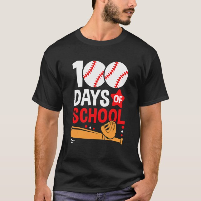 100th Day Of School Baseball 100 Days Smarter Teac T Shirt (Framsida)